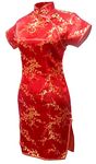 7Fairy Women's Sexy Red Floral Mini Chinese Evening Dress Cheongsam Size 8 US