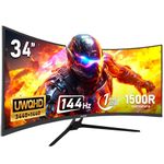 Gawfolk 34 Inch Ultrawide Curved 144Hz Gaming Computer Monitor 1500R PC Screen 21:9 UWQHD (3440x1440),Adaptive Sync,178° Viewing Angle,Display Port、HDMI 2.0, VESA75x75MM-Black