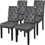 Yaheetech Set of 4 Dining Chairs Side Chair with High Back and Soft Padded Seat for Home Dining Room Grey