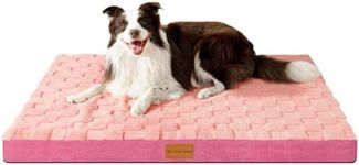 Patas Lague Checkered Orthopedic XL Dog Bed for Large Dogs 107x71cm, Waterproof Big Large Dog Beds with Removable Washable Cover,Egg Crate Foam Pet Bed Mat with Nonskid Bottom, Pink