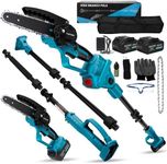 2-in-1 Cordless Pole Saw & Mini Chainsaw with Battery, Handheld Electric Pole Chain Saws 21V 2 * 4000mAh Batteries, 6 inch 15 Foot MAX Telescopic Reach Pole Chainsaw for Tree Trimming