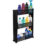 Cutting EDGE 3 Layer Slim Classic Premium Brown Smart Storage Organizer Shelf Rack Multipurpose Easy-to-Move Slide Out Trolley with Wheels for Kitchen, Bedroom, Bathroom, Home