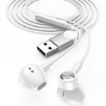 ACAGET USB Earphones for PC, USB Headset with Microphone, 7.5 Ft, USB A Headphones for Computer, Wired In Ear Earphone with USB Connection for Dell for Lenovo Laptop for Surface for PS5 Work Office