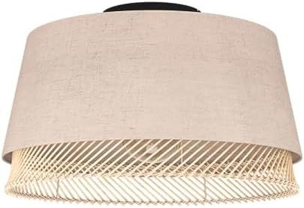 EGLO Deckenlampe Tabley, natürliche Deckenleuchte, Wohnzimmerlampe aus Leinen und Bambus, Aufbaulampe für Wohnzimmer und Schlafzimmer, Lampe mit E27 Fassung, Ø 38 cm