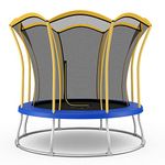Giantex 8 FT 10 FT Trampoline, ASTM Certified Recreational Trampolines with Net, Galvanized Steel Frame, Indoor Outdoor Backyard Unique Flower Shape Trampoline for Kids Adults (Yellow, 8 Ft)