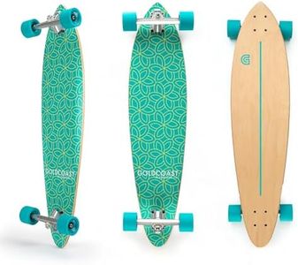 Goldcoast Strokes Teal Pintail – 37.75" Canadian Maple Pintail Longboard Complete with 70mm Wheels & Precision Bearings for Smooth Cruising