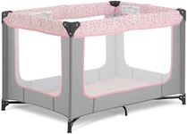 Dream On Me Zodiak Portable Playard in Grey and Pink, Lightweight, Packable and Easy Setup Baby Playard, Breathable Mesh Sides and Soft Fabric - Comes with a Removable Padded Mat