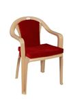 PETALS Royal Plastic Cushion Chair for Home, Office & Outdoor, Plastic Arm Chair, Patio Dining Chair, Bearing Capacity 150kgs (Beige)