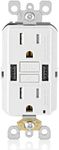 15A SmartlockPro GFCI Combination 24W(4.8A) Type A/A USB in-Wall Charger Outlet, White