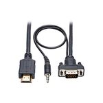 Tripp Lite P566-006-VGA-A HDMI to VGA Plus Audio Adapter Converter Cable Active Low Profile HD15 Plus 3.5mm M/M 1080p @ 60Hz 6' 6'