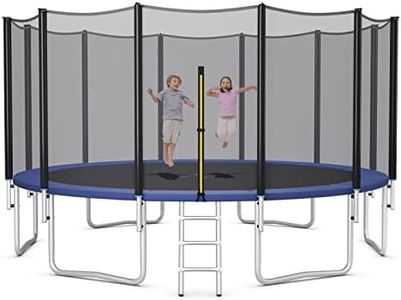 Giantex Trampoline, ASTM Approved 8 10 12 14 15 16Ft Trampoline for Adults Kids, Wear-Resistant Outdoor Large Recreational Trampoline w/Enclosure, Ladder (16 ft, Light Blue)