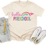 OCURHU First Day of Preschool Shirt Girls Boys Funny Rainbow Graphic Tshirt Back to School Gifts for Kids Apricot 4-5T
