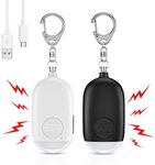 Upgraded Safe Sound Personal Alarm, 130dB Rechargeable Safesound Security Alarm Keychain, Emergency Self Defense Alarm with LED Light, for Kids, Women, Elderly (2 Pack White&Black)