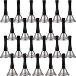 24 Pieces Hand Bells Silver Steel Service Handbells Black Wooden Handle Diatonic Metal Bells Musical Percussion (Nickel White)