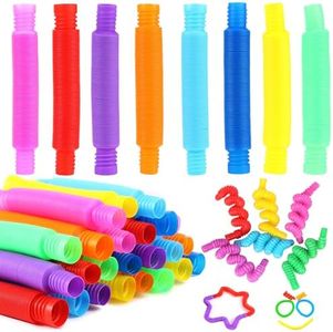 24 Pezzi Pop tubes,Mini Tubi Pop,Giocattoli Sensoriali Colorati con Tubo Estensibile,Giocattoli Sensoriali Mini Pop Tubes,Giochi Sensoriali Plastica,Per Educativi,8 colori