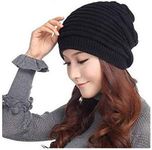 DIGITAL SHOPEE Unisex Woolen Beanie Cap for Girl Boy Warm Snow Proof Soft for Riding, Cycling, Bike, Motorcycle Air Proof(Black)