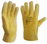 5 PAIRS Driver Gloves Fleece Cotton Lined Leather Lorry Drivers WORK Gloves - L