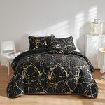 HAVOP King Size Bedspread Black And Gold Quilted Bedspreads Marble Printed Luxury Soft Microfiber Lightweight Bedspreads Coverlet Set All Season Bedding Set