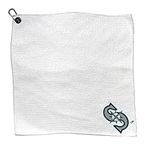 Team Golf MLB Microfiber Towel - 15" X 15" (White) with Carabiner Clip, Premium Microfiber with Deep Waffle Pockets- Superior Water Absorption and Quick Dry Golf Cleaning Towel