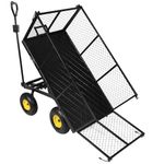 campMax Oversized Garden Carts Wagon, 800 Lbs Capacity Heavy Duty Pullable Gardening Cart Flatbed with Wheels and Removable Sides with Cart Liner, Black