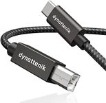 dynattenik USB C to B MIDI Interface Converter Cable for USB MIDI Controller Keyboard, Sequencer - Nylon Braided, 2m,