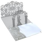 Nizerrd Wedding Card,2 Set Greetings 3D Pop Up Wedding Congratulations Card with envelopes,Wedding Cards for Bride and Groom