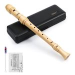 Eastar Soprano Recorder Instrument for Kids Adults Beginners, German fingering C Key Maple Wooden Recorder, 3 Piece Recorder With Hard Case, Fingering Chart, Cleaning Kit, ERS-31GM