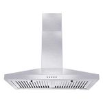 SNDOAS Range Hood 30 inch,Stainless Steel Wall Mount Range Hood 30 inch,Chimney-Style Stove Vent with Ducted/Ductless Convertible,Kitchen Hood with LED Light,Button Control,3-Speed Vent Hood