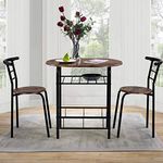 ModernLuxe Dining Table and Chairs Set Kitchen Table Furniture Dining Set Solid Table & Metal Legs (Rustic Brown Table and 2*Rustic Brown Chairs)