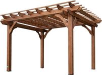 Backyard Discovery 12' by 10' Cedar Wood Pergola, Wind Secure, Strong, Quality Made, Rot Resistant, Concrete Anchors, Spacious for Outdoor Patio, Deck