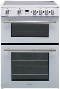 Hisense HDE3211BWUK 60cm Electric Cooker with Ceramic Hob-White A Rated Double Oven - White
