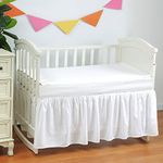 Crib Skirt White 400 Thread Count Cotton Crib Dust Ruffle for Baby Girls and Boys, Soft and Breathable Crib Bed Skirt with 14" Drop