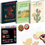 Adult Coloring Book Set:3 PCS Dot Coloring Books for Adults with 90 Patterns and 12PCS Acrylic Markers,Dot Art for Adults to Relax and Relieve Anxiety Gifts-(Animal & Flowers Plant & Countryside)