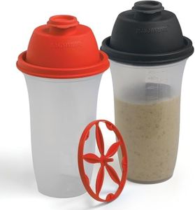 SIGNORA WARE Shaker Bottles 17-Ounce Plastic Protein Shake Bottle For Meal Replacement Shakes And Smoothies, Beverages, Mixing Salad Dressing And Sauces, Margarita, And More 2 Pack