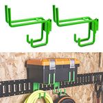 AUTOSwpozo 2-Pack E-Track Heavy Duty Shovel Hanger, Double Layer Hooks for Tools, Rakes, Spades in Trailers, Trucks, Workshop and Warehouse with E-Tracks, 2 Pcs Hangers & 2 Pcs Single Slot (Green)