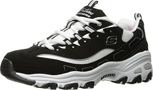 Skechers Sport Women's D'Lites Memory Foam Lace-up Sneaker,Black/White,10 W US