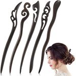 5 Pieces Wood Hair Sticks Japanese Hair Chopsticks Handmade Carved Hair Chopsticks Natural Ebony Black Sandalwood Pencil Hair Sticks Shawl Hair Pins for Women Girls Hair Styling Accessories