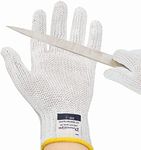 Dowellife Level 8 Reinforced Cut Resistant Gloves, Food Grade, Knife Safety Gloves for Meat Cutting, Oyster Shucking, Fish Fillet, Kitchen Slicing and Wood Carving, White, X-Large