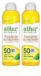 Alba Botanica Sunscreen Spray for Face and Body, Broad Spectrum SPF 50 Sunscreen, Hawaiian Coconut, Water Resistant and Biodegradable, 6 fl. oz. Bottle (Pack of 2)