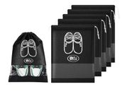 Lify Fabric Shoe Bags (Set of 6) (Transparent & Black)