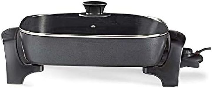 Nedis Padella Elettrica, Padella Multifunzionale con Corpo in Alluminio Pressofuso e Coperchio in Vetro, Lavabile in Lavastoviglie, Diametro 40 cm, Nero