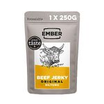 Ember Snacks: Biltong Beef Jerky Original Flavour (1 x 250g) - Protein Keto Snacks, Bulk Bags - Resealable for On The Go Snack - From British and Irish Meat [Packaging may vary]