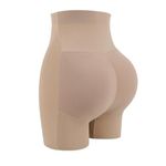 PALAY® Womens Padded Underwear Butt Lifter Panty Invisible Body Shaping Butt Lifting Underwear High Waist Hip Pad Enhancer Shorts, L, Beige