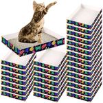 30 Pack Disposable Cat Litter Box, Foldable Paper Litter Box, Travel Cat Litter Box,Non Clumping Durable and Water Resistant,Low Entry Easy Disposal,Portable(13.6x9.7x1.9 in)