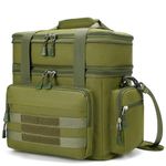 Hxy Ang Expandable Tactical Lunch Box for Men, Large Insulated Lunch Bag with Shoulder Strap, Dual Compartment Cooler Bag, Durable Lunchbox for Adult Work Camping Fishing Picnic (Green, 19L)