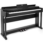 MUSTAR Digital Piano 88 Weighted Keys Hammer Action, Full Size 88 Keys Piano Keyboard Weighted White Electric Piano with Furniture Stand, 3 Pedal Systems, Dual Stereo Speakers