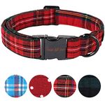 Unique style paws Dog Collar Pet Gift Adjustable Soft and Comfy Plaid Collars for Small Medium Large Dogs, Neck 10-16 inches