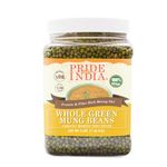 Pride Of India - Indian Whole Green Mung Gram - Protein & Fiber Rich Mung Bean Whole, 3.0 Pound Jar