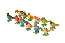 HASTSHILP Multicolored Wooden Birds Set of 12