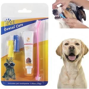 Kit Dentaire Dentifrice Chien,Brosse à Dents Pour Chiens Avec Dentifrice,Dentifrice Chien,Brosse à Dent Chien,Hygiène Dentaire pour Chiens,Nettoyage Dentaire pour Chiens,Dentifrice Chien Anti Tartre…